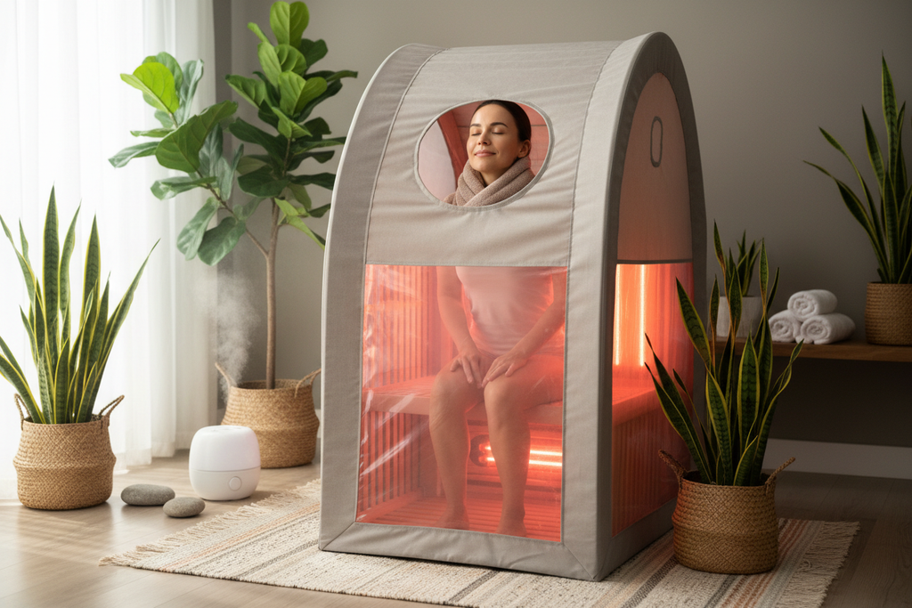 Person in infrared sauna
